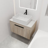 30 " Modern Design Float Bathroom Vanity With Ceramic Basin Set, Wall Mounted White Oak Vanity With Soft Close Door,KD - Packing，KD - Packing，2 Pieces Parcel（TOP - BAB110MOWH） - W999S00023 - image - 4