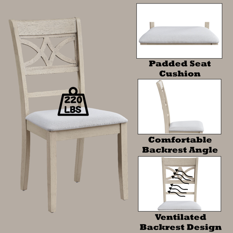 Ferris 7-Piece Light Oak Finish Dining Set with Cross-Back Chairs and Rectangular Table - sold by Home Elegance USA