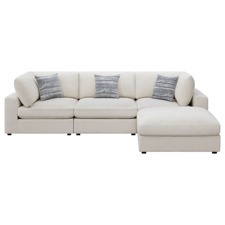 Rhette Beige 4-piece Upholstered Sectional with Ottoman - sold by Home Elegance USA