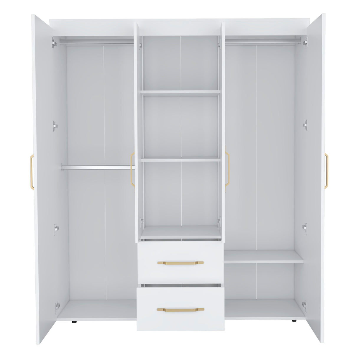 Wardrobe, Deluxe Armoire with Multiple Storage Options and Metal Accents, White - sold by Home Elegance USA