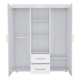 Wardrobe, Deluxe Armoire with Multiple Storage Options and Metal Accents, White - sold by Home Elegance USA