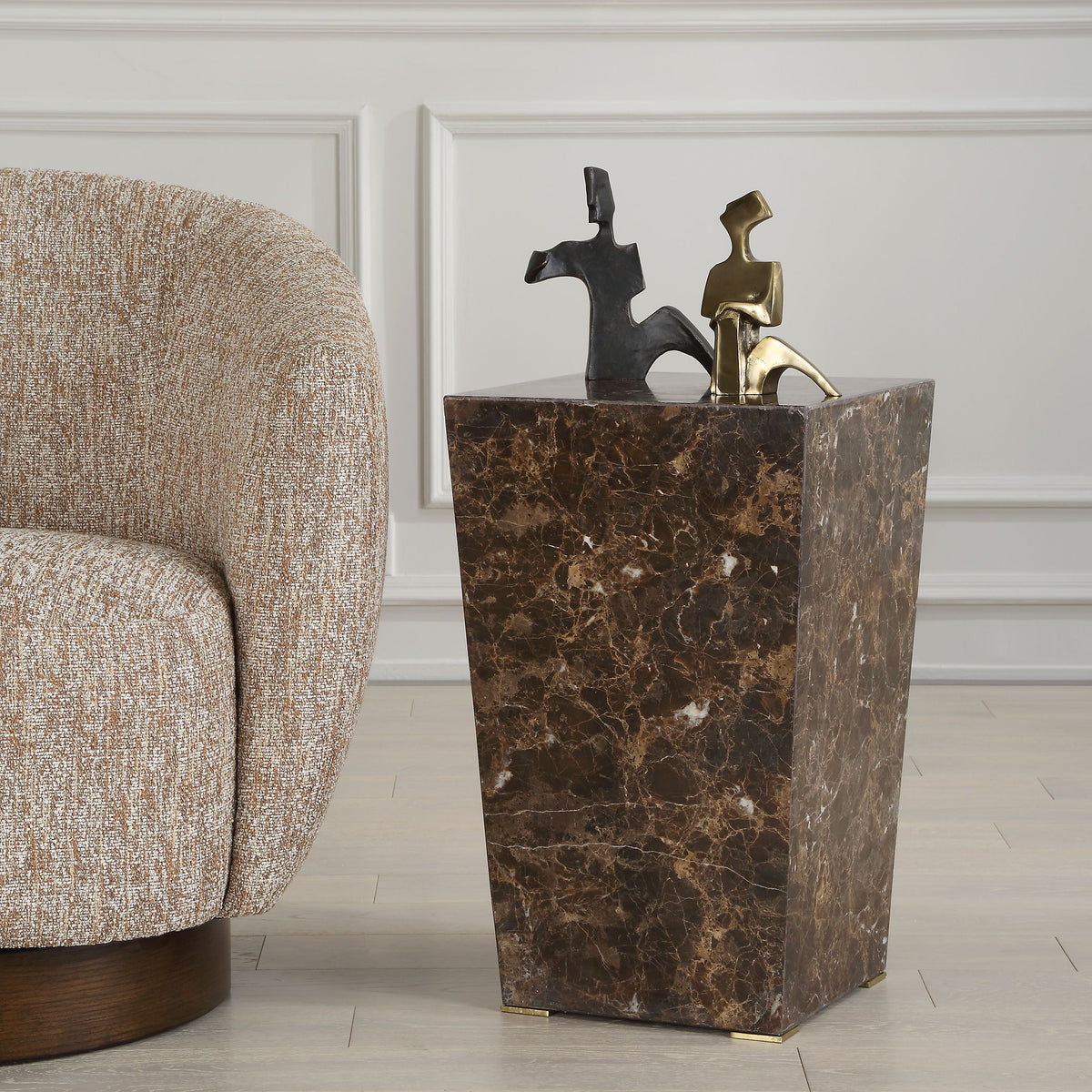 Poe Marble Accent Table - Dark Brown by Uttermost - View 2