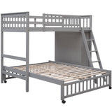 Wooden Twin Over Full Bunk Bed With Six Drawers And Flexible Shelves,Bottom Bed With Wheels,Gray(OLD SKU:LP000531AAE) - sold by Home Elegance USA