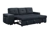 Lucas Dark Gray Linen Sleeper Sectional Sofa with Reversible Storage Chaise - Home Elegance USA