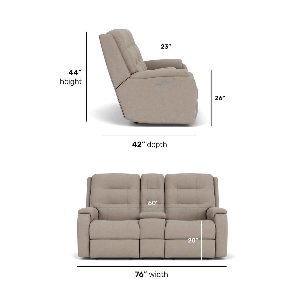 Arlo Transitional Fabric Reclining Loveseat With Console | Flexsteel