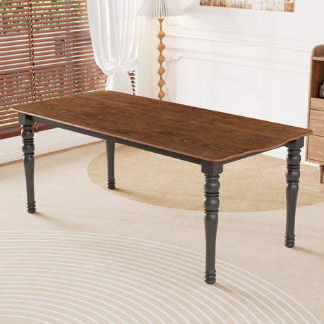 7-Piece Dining Table Set, 60inch to 78inch Extendable Wood Dining Table with Removable Leaf, Kitchen Table Set with 6 Upholstered Side Chair, Dining Table Set for 6 - sold by Home Elegance USA