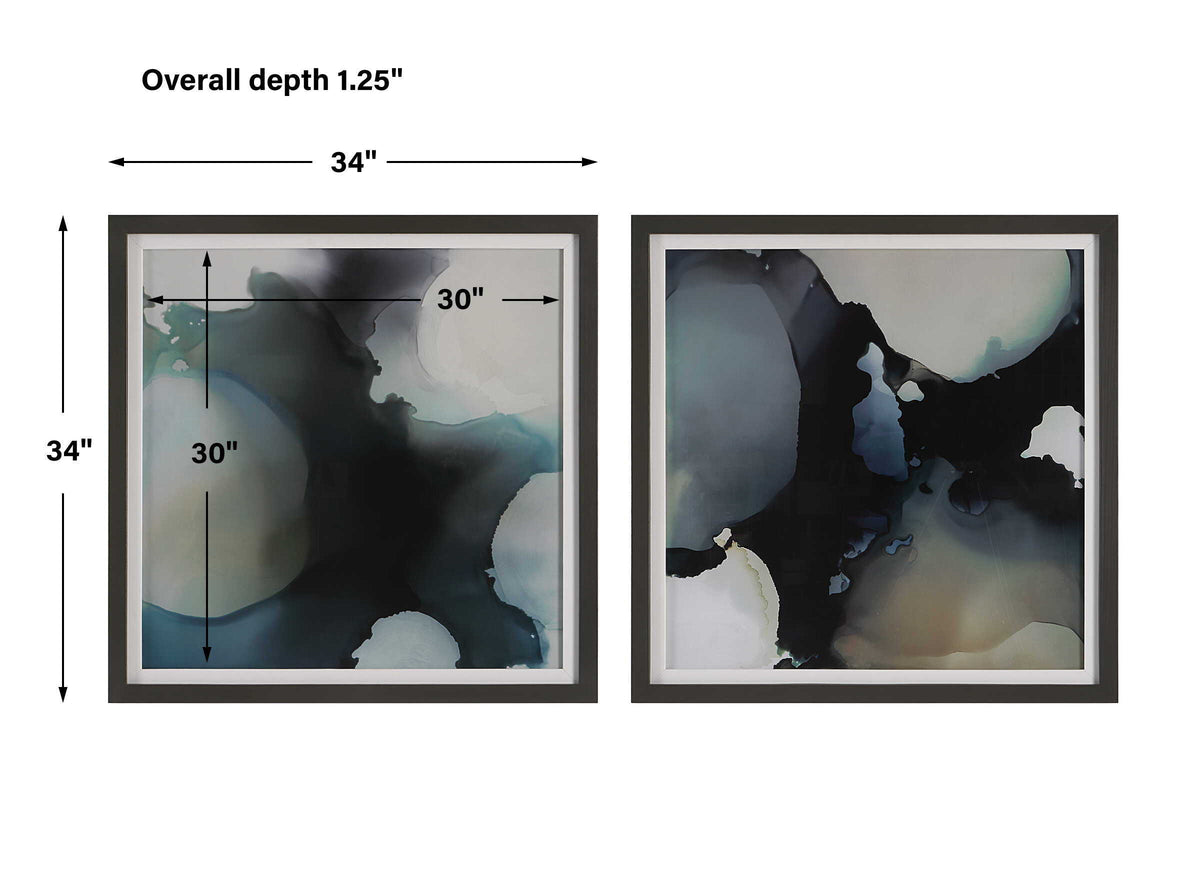 Telescopic Abstract Framed Prints (Set of 2) - Black / Blue by Uttermost - View 7