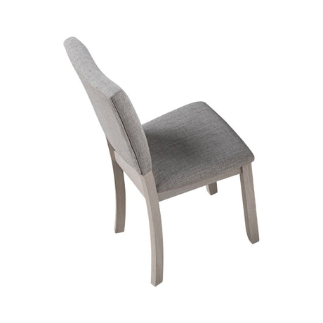 Contemporary Style 5pc Dining Set Kitchen Dinette Gray Upholstered Fabric Chairs Round Table Pedestal Base Table 4x Side Chairs Dining Room - sold by Home Elegance USA