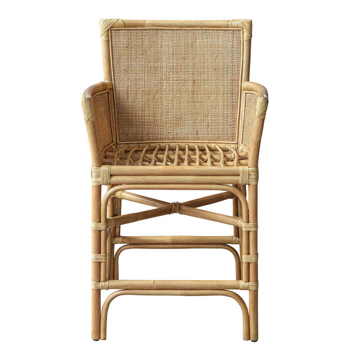 Pacific Rattan Counter Stool - Light Brown / White by Uttermost - View 7