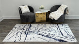 Shifra Luxury Area Rug in Gray with Navy Blue Abstract Design - Home Elegance USA