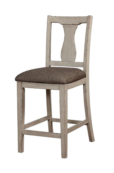 Dining Room Rustic Style Antique White 5pc Dining Set Counter Height Table w Shelf Unique High Chairs Furniture - sold by Home Elegance USA