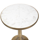 Gianno Round Marble Side Table Brass / White - Gold / White by Uttermost - View 3