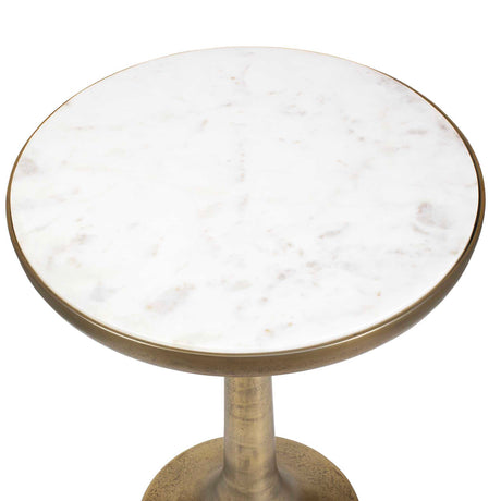 Gianno Round Marble Side Table Brass / White - Gold / White by Uttermost - View 3