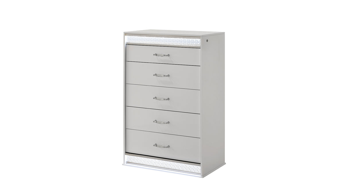 Glam Modern Style 5-Drawer Chest Made with Wood in White      same asG150108641  (NJ Inventory)