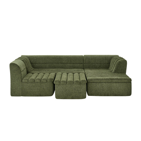 135' U-Shaped Modular Sectional Sofa with Chaise and Movable Ottoman for Living Room, Chenille Upholstered Boneless Couches with Wave-Shaped Armrest, No Pillows Included - sold by Home Elegance USA