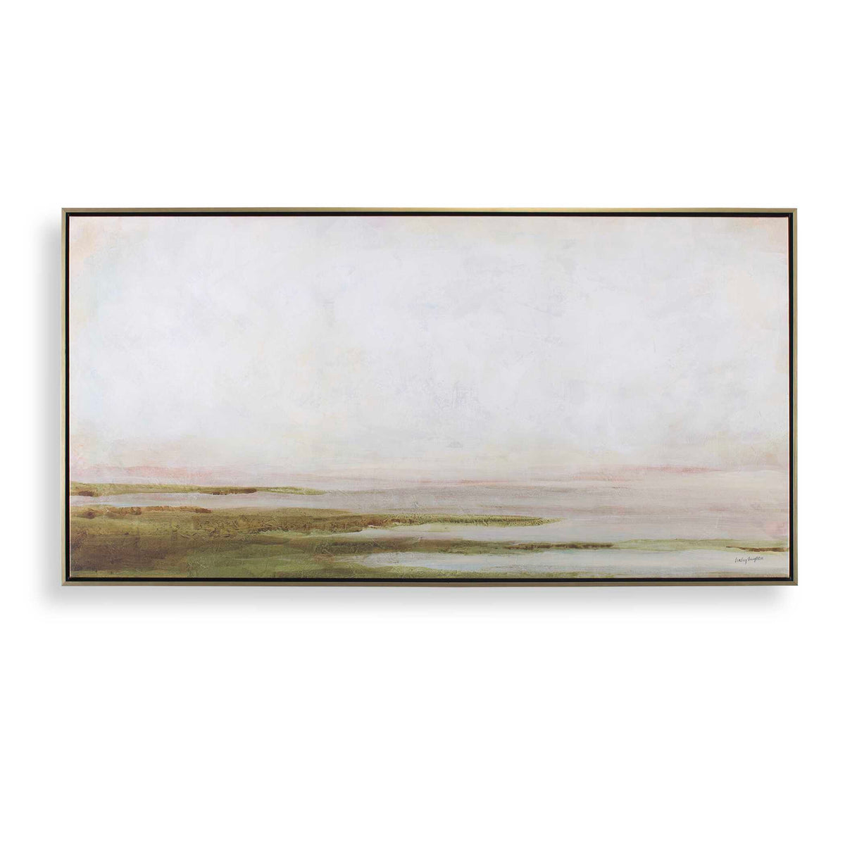 Hazy Lake Framed Landscape Art - Green / Light Blue by Uttermost - View 1