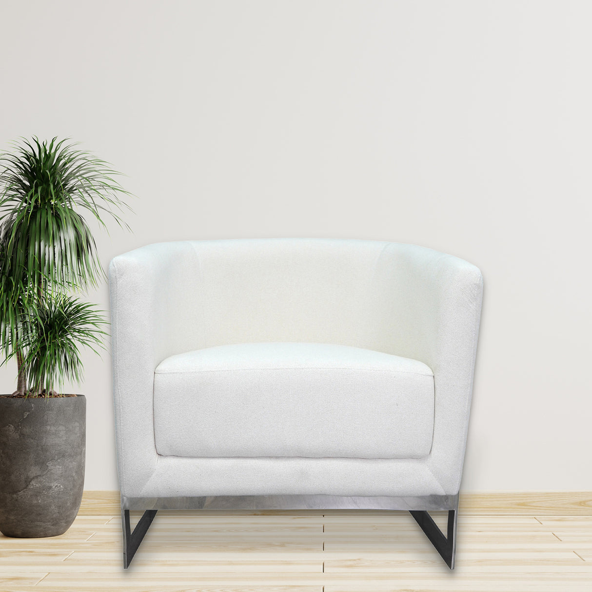 White and Silver Sofa Chair - Home Elegance USA