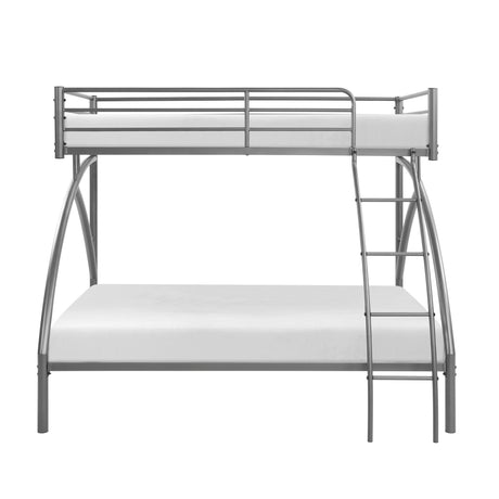 Gray Metal Frame Twin/Full Bunk Bed, Youth Bed, Youth Bedroom Furniture, Easy Assembly - sold by Home Elegance USA