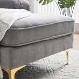 83" Modern Sectional Sofas Couches Velvet L Shaped Couches for Living Room, Bedroom, Light Grey - SG000980AAE - image - 24