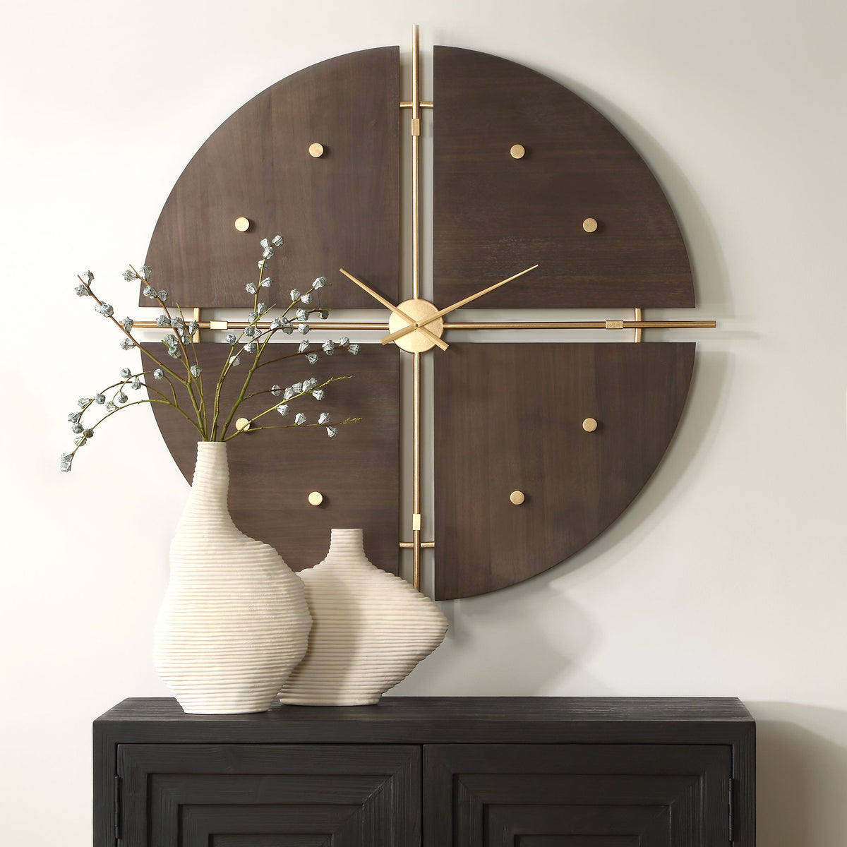Walnut Elegance Wall Clock - Dark Brown by Uttermost - View 2
