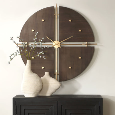 Walnut Elegance Wall Clock - Dark Brown by Uttermost - View 2