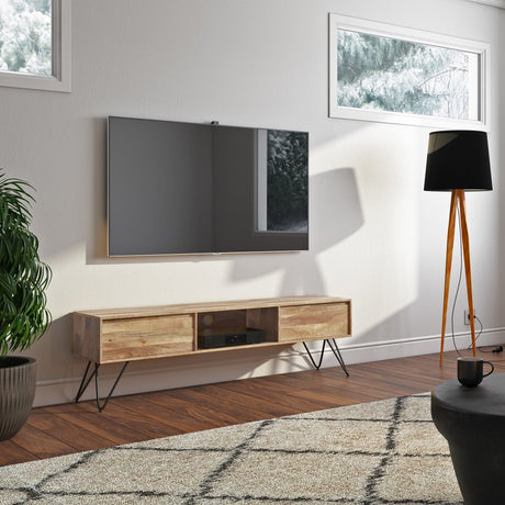 Hunter 68 inch Wide Solid Mango Wood TV Stand in Natural For TVs up to 75 inches - sold by Home Elegance USA