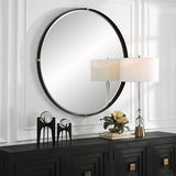 Bonded Round Mirror - Black by Uttermost - View 2