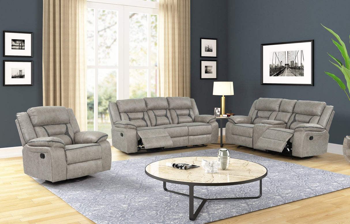 Denali Faux Leather Upholstered Sofa Made With Wood Finished in Gray | Home Elegance USA