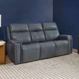 Warren Power Reclining Sofa With Console, Power Headrest & Lumbar - Black | Flexsteel