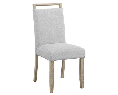 7pc Dining Set Contemporary Style White Genuine Marble Stone Rectangular Table Full Back Upholstered Chairs Beige Gray Dining Room Wooden Furniture - sold by Home Elegance USA
