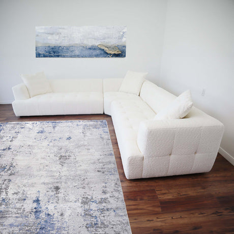 Kaynes Ivory Boucle Corner Sofa with Durable Upholstery and Solid Wood Legs - sold by Home Elegance USA