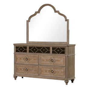 Simple Contemporary 1pc Dresser Rustic Oak Veneer Solid Wood English Back Dovetail Drawers Bedroom Furniture