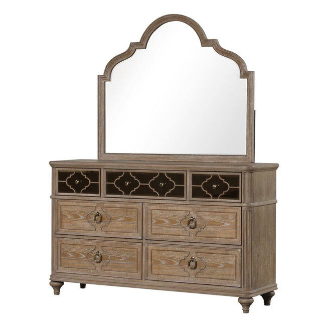Simple Contemporary 1pc Dresser Rustic Oak Veneer Solid Wood English Back Dovetail Drawers Bedroom Furniture