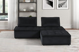 Anna Black Velvet 3 Pc Sectional Sofa Ottoman - B061S00694 - Home Elegance USA - 1