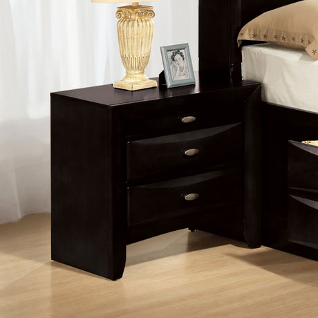 Contemporary Full Size Bed 2x Nightstands Headboard Bookcase Black Color 3pc Set Bedroom Furniture - sold by Home Elegance USA
