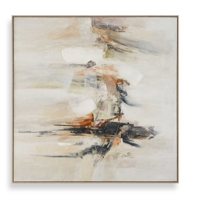 Outburst Hand Painted Modern Art Black / Blue / Brown / Gray / Green / Orange / Red / White / Woodtone - Gray / Beige by Uttermost - View 1