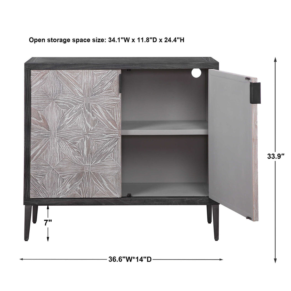 Laurentia 2 Door Accent Cabinet Black & Silver - Black / Silver by Uttermost - View 7