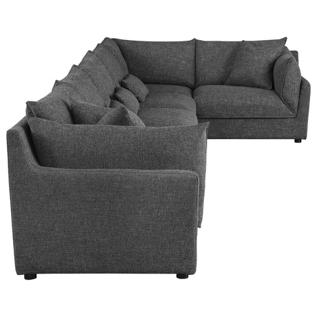 Tomasina Black 6-Piece Upholstered Modular Sectional - sold by Home Elegance USA