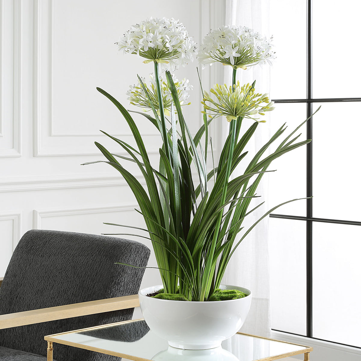 Purity Agapanthus Centerpiece - Green by Uttermost - View 2