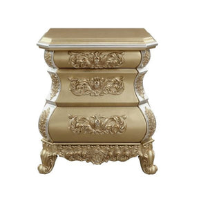 3 Drawers Resin Nightstand in Gold Finish