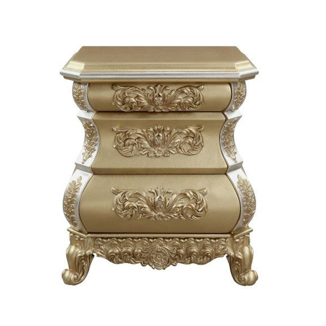 3 Drawers Resin Nightstand in Gold Finish