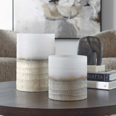 Ombra Modern Vases (Set of 2) - Beige / Gray by Uttermost - View 3