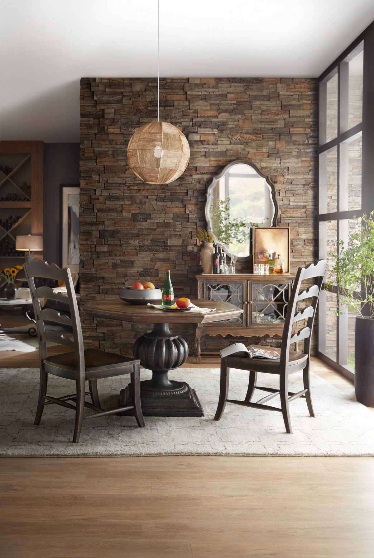 Hill Country Twin Sisters Ladderback Side Chair - Black / Dark Brown by Hooker Furniture - View 2