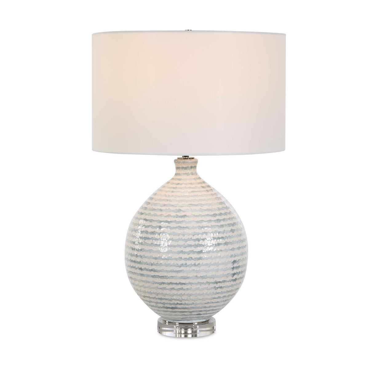 Clary Horizontally Striped Table Lamp - Gray / White by Uttermost - View 1