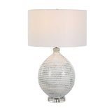 Clary Horizontally Striped Table Lamp - Gray / White by Uttermost - View 1