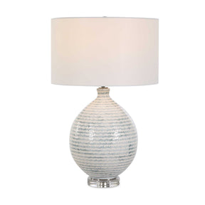 Clary Horizontally Striped Table Lamp - Gray / White by Uttermost - View 1