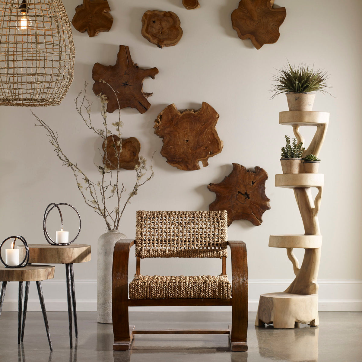 Cross Weave 1 Light Pendant - Beige by Uttermost - View 7