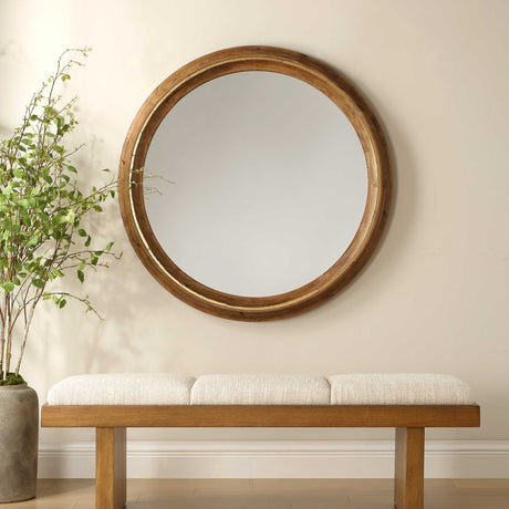 Frontier Round Wood Mirror Woodtone - Dark Brown by Uttermost - View 2