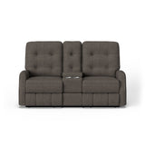 Devon Transitional Fabric Power Reclining Loveseat With Console, Power Headrests & Nailhead Trim | Flexsteel