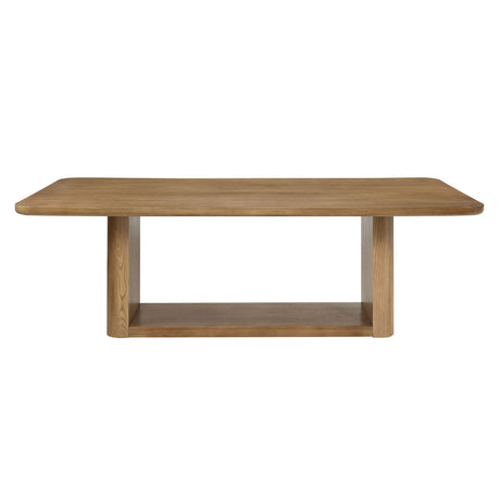Zoey 7-Piece Light Oak Finish Dining Set with Upholstered Chairs and Rectangular Pedestal Table - sold by Home Elegance USA